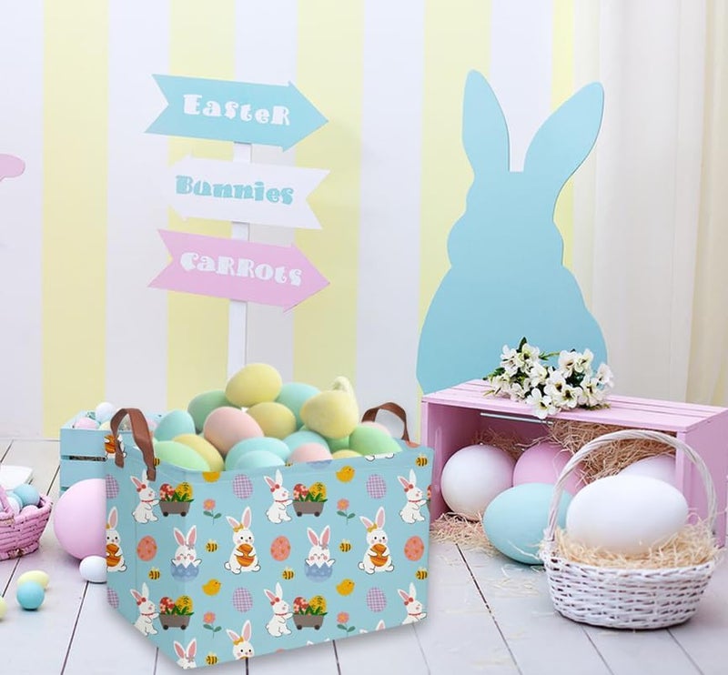 DDBASKET Rectangular Easter Basket Kids Gift Baskets Empty Baby Basket for Boys and GirlsToy Storage Bins Organizer Bin Box Cute Room Decor for Home(Blue easter) - Image 2